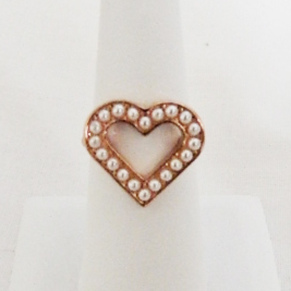 TED BAKER LONDON Heart Pearl Ring Sz M/L